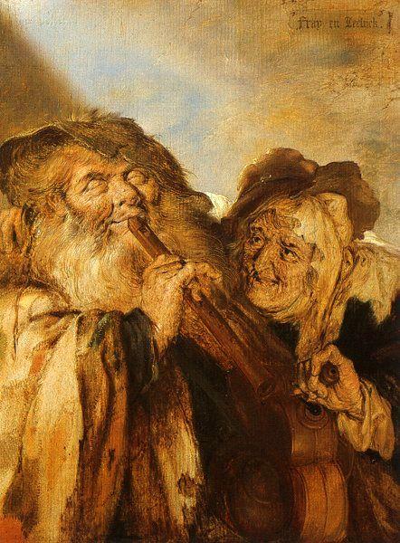 Adriaen Pietersz Vande Venne Beggars Playing Pipes and a Hurdy Gurdy oil painting picture